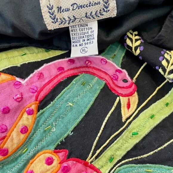 90’s Y2K FLAMINGO ALL OVER BLAZER COAT EMBROIDERED BEADED SZ XL RARE  ECLECTIC - Picture 16 of 16